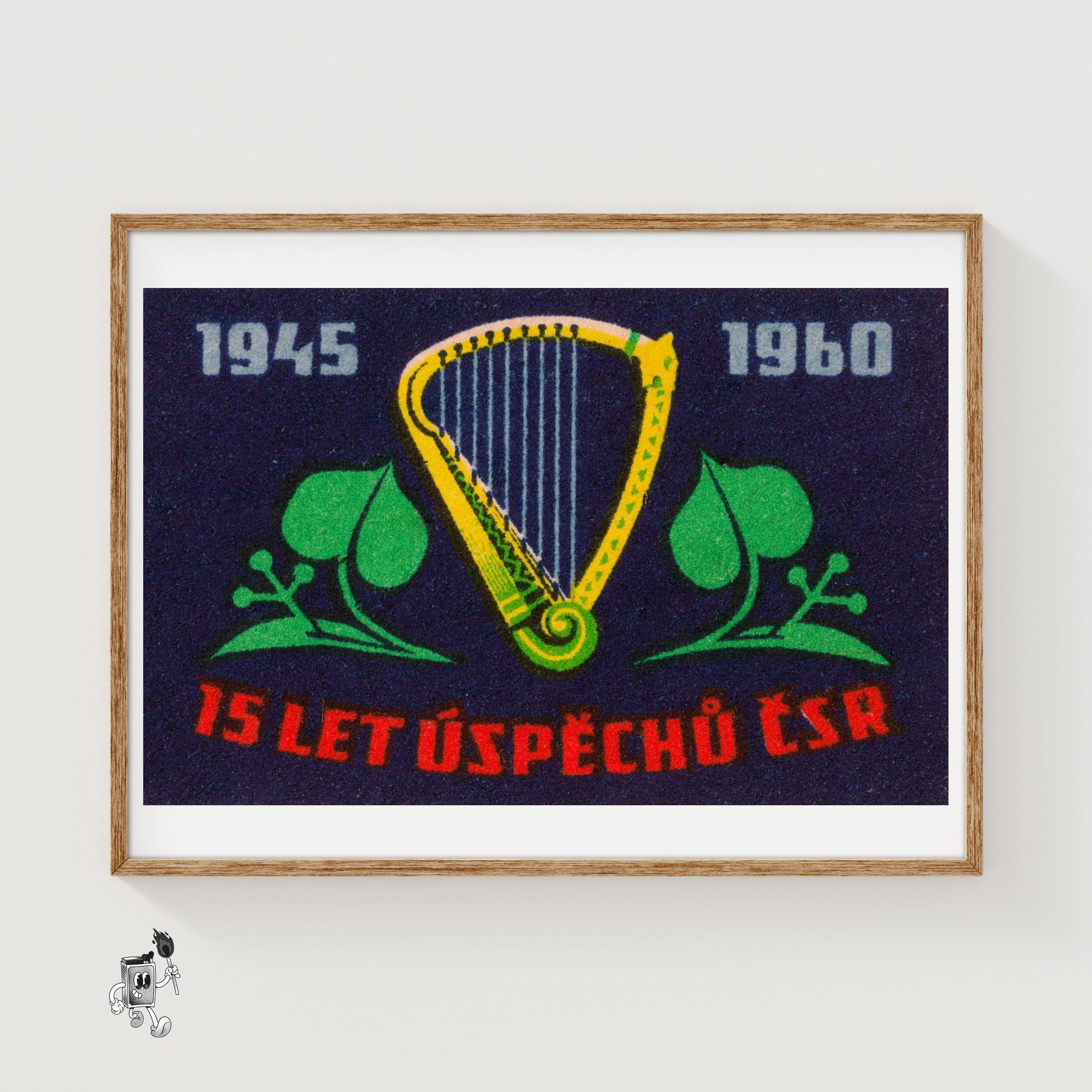 Golden Harp - vintage matchbox label print