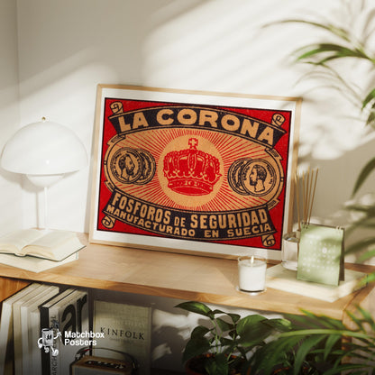 La Corona - vintage matchbox label print - office wall
