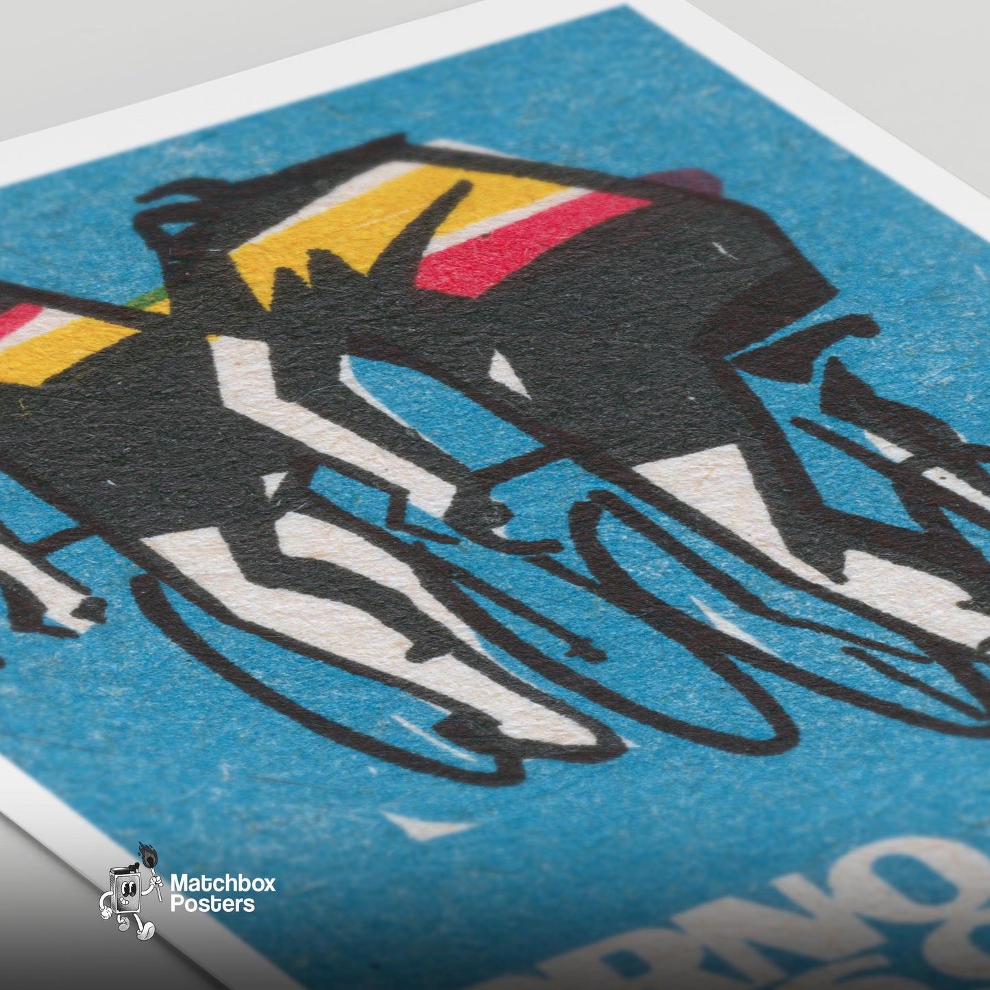 Track Cycling World Championship Brno - vintage matchbox label print - close-up detail