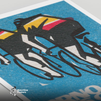 Track Cycling World Championship Brno - vintage matchbox label print - close-up detail