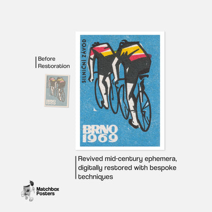 Track Cycling World Championship Brno - vintage matchbox label print - framed wall art preview