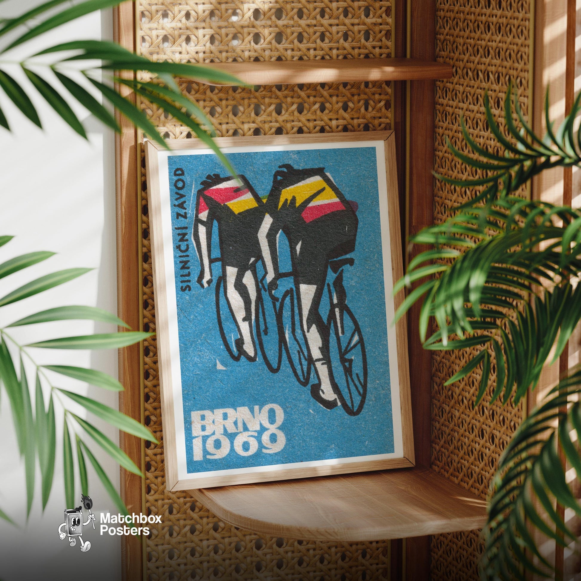 Track Cycling World Championship Brno - vintage matchbox label print - office wall