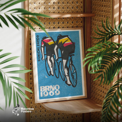 Track Cycling World Championship Brno - vintage matchbox label print - office wall