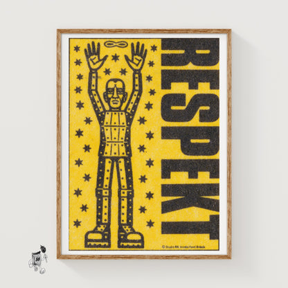 Respect Human Figure - vintage matchbox label print