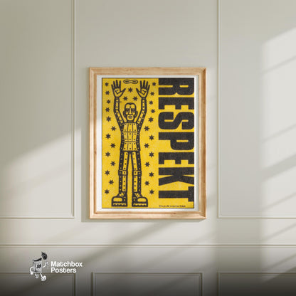 Respect Human Figure - vintage matchbox label print - bedroom mockup