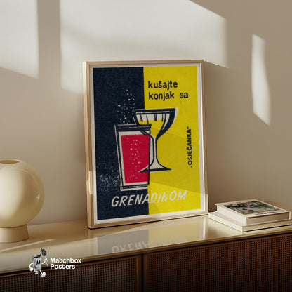 Cocktail Glass - vintage matchbox label print - size comparison