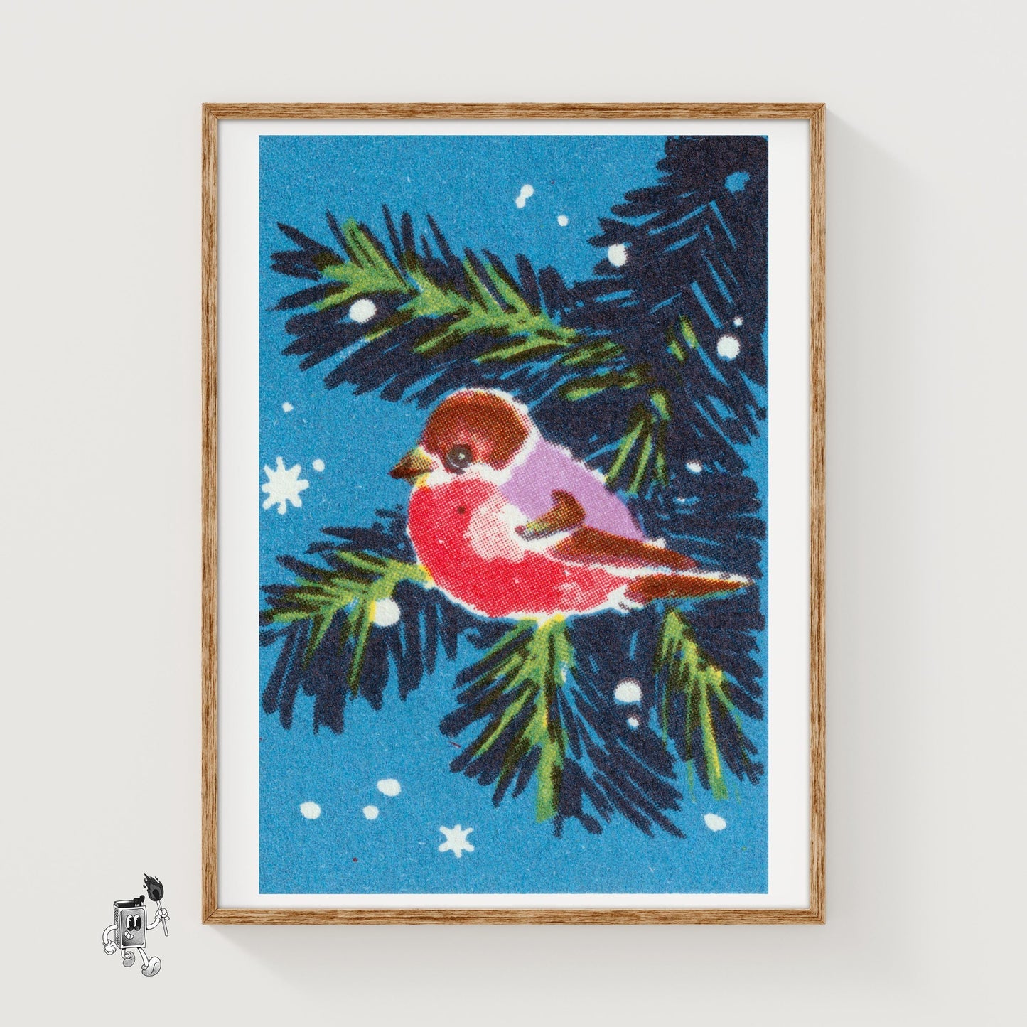 Red Bird - vintage matchbox label print