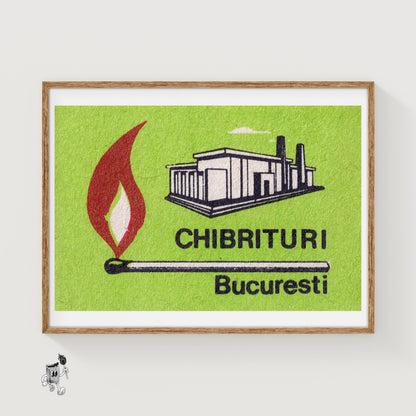 Bucharest Match Factory - vintage matchbox label print