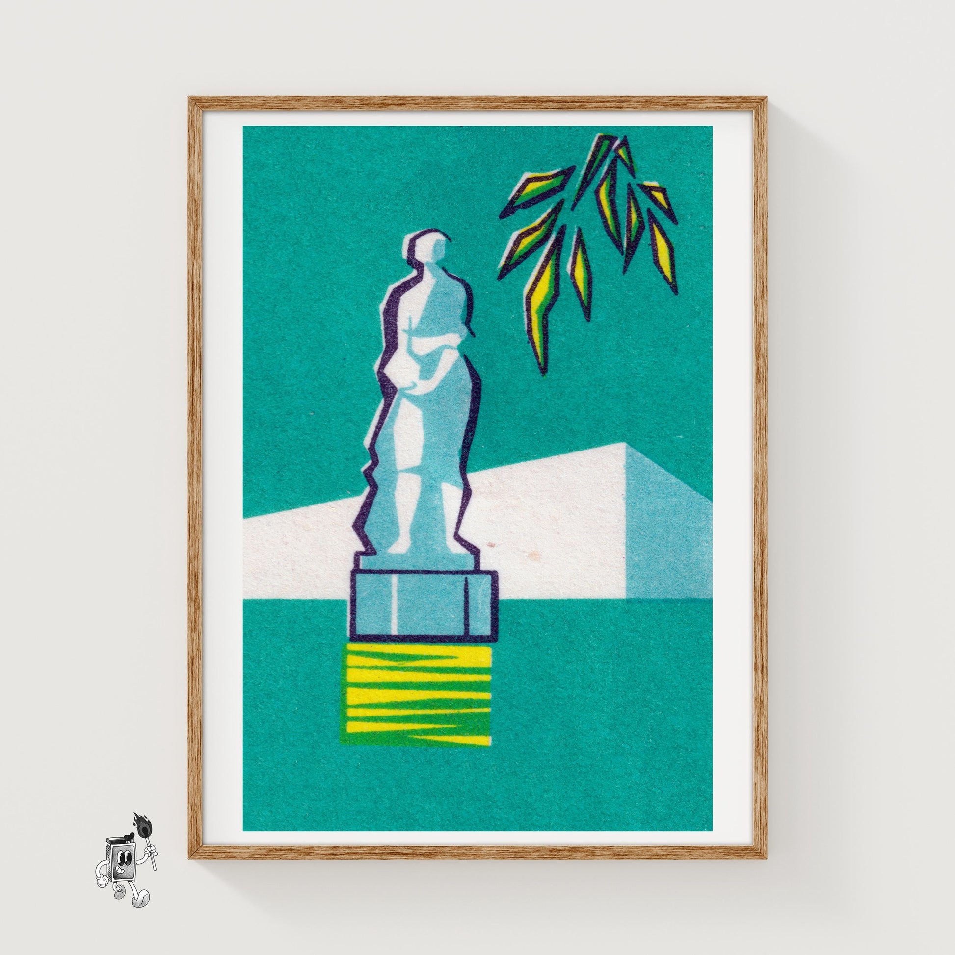 Statue Bust - vintage matchbox label print