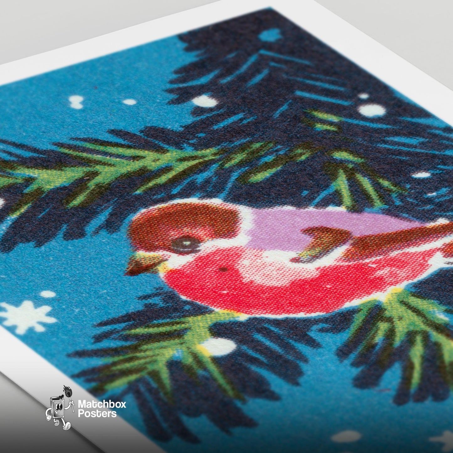 Red Bird - vintage matchbox label print - close-up detail