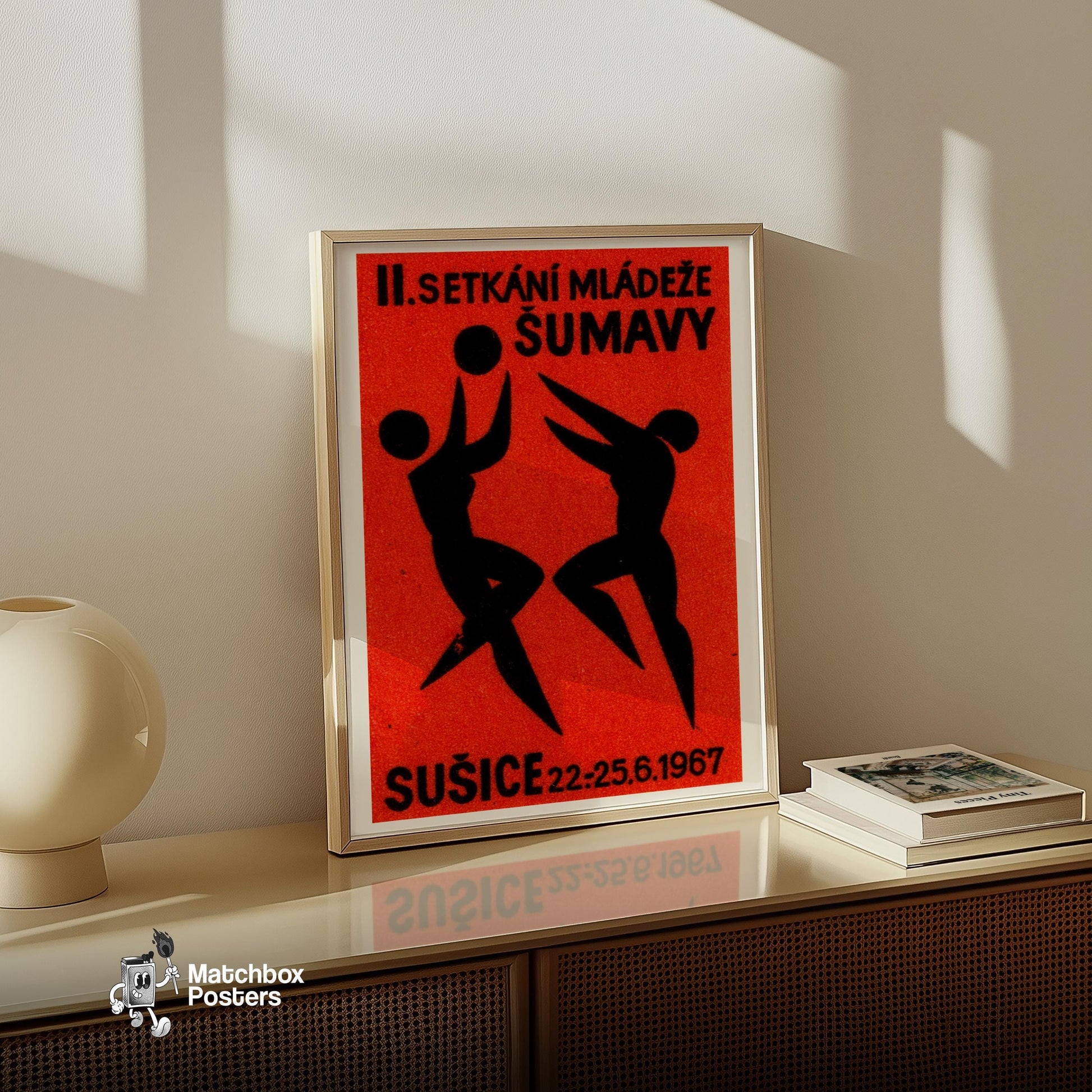 Athletes - vintage matchbox label print - size comparison
