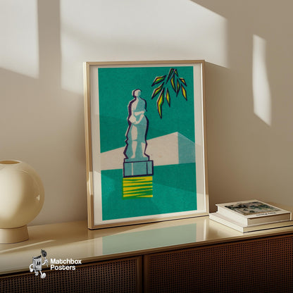 Statue Bust - vintage matchbox label print - size comparison