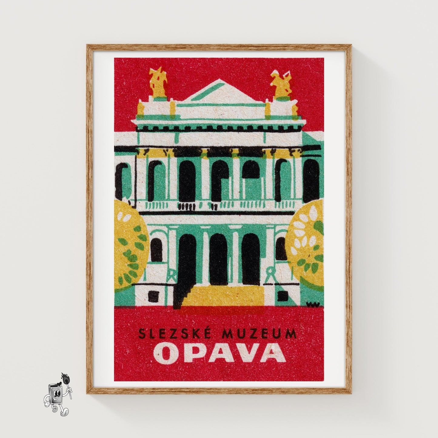 Silesia Museum Opava - vintage matchbox label print