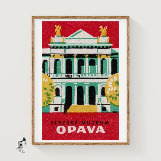 Silesia Museum Opava - vintage matchbox label print