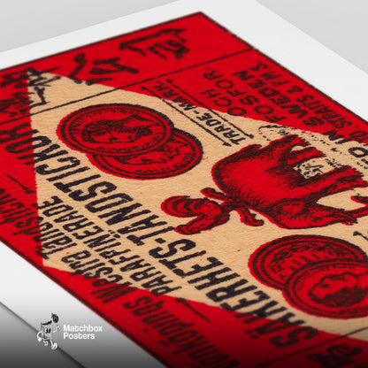 Red Elephant - vintage matchbox label print - close-up detail