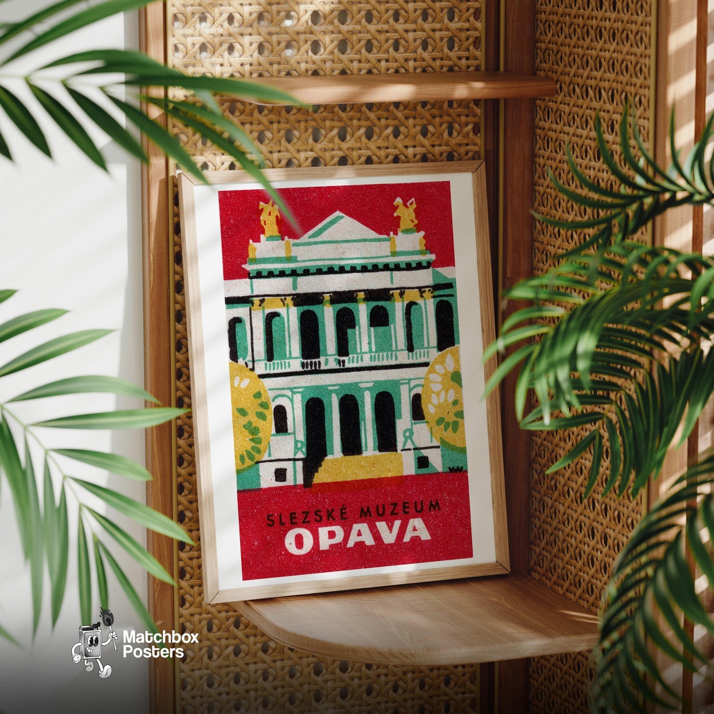 Silesia Museum Opava - vintage matchbox label print - office wall