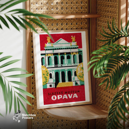 Silesia Museum Opava - vintage matchbox label print - office wall