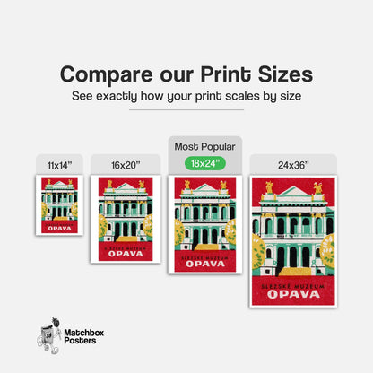 Silesia Museum Opava - vintage matchbox label print - gallery wall preview