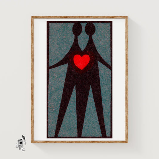 Two Lovers - vintage matchbox label print