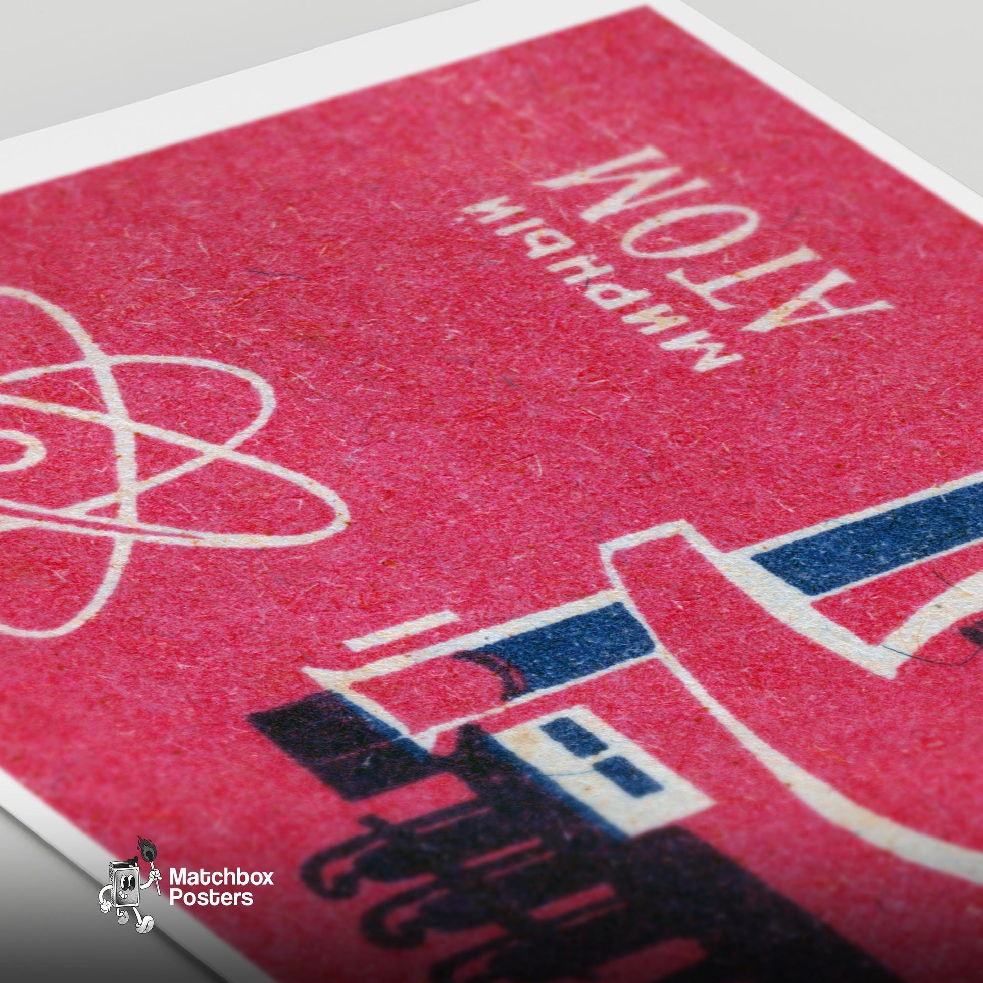 Peaceful Atom Chemistry - vintage matchbox label print - close-up detail