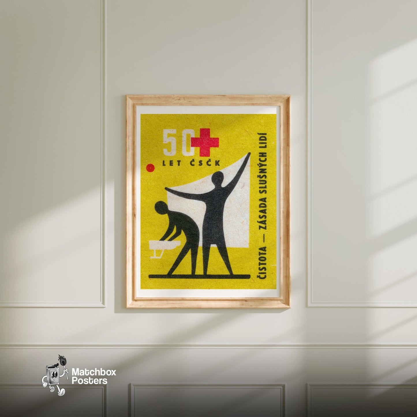 Cleanliness is Health - vintage matchbox label print - bedroom mockup