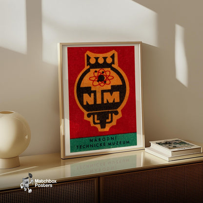 Narodni Technical Museum - vintage matchbox label print - size comparison