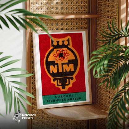 Narodni Technical Museum - vintage matchbox label print - office wall