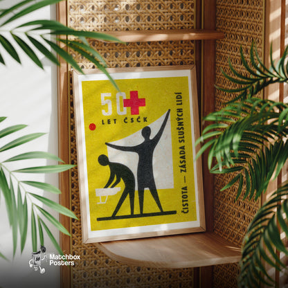 Cleanliness is Health - vintage matchbox label print - office wall