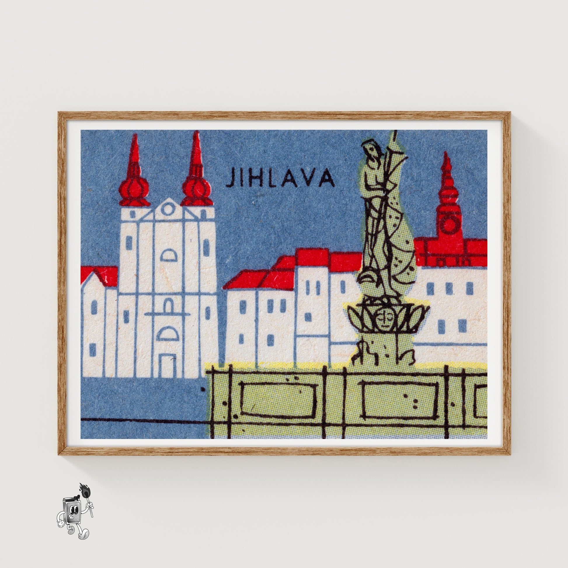 Jihlava City - vintage matchbox label print