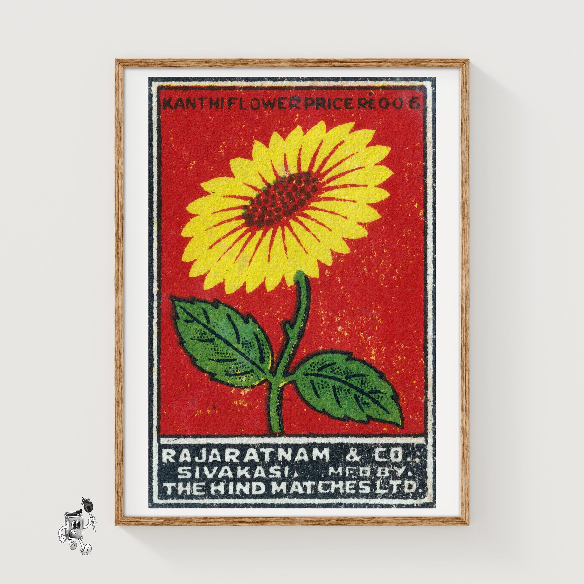 Yellow Flower - vintage matchbox label print