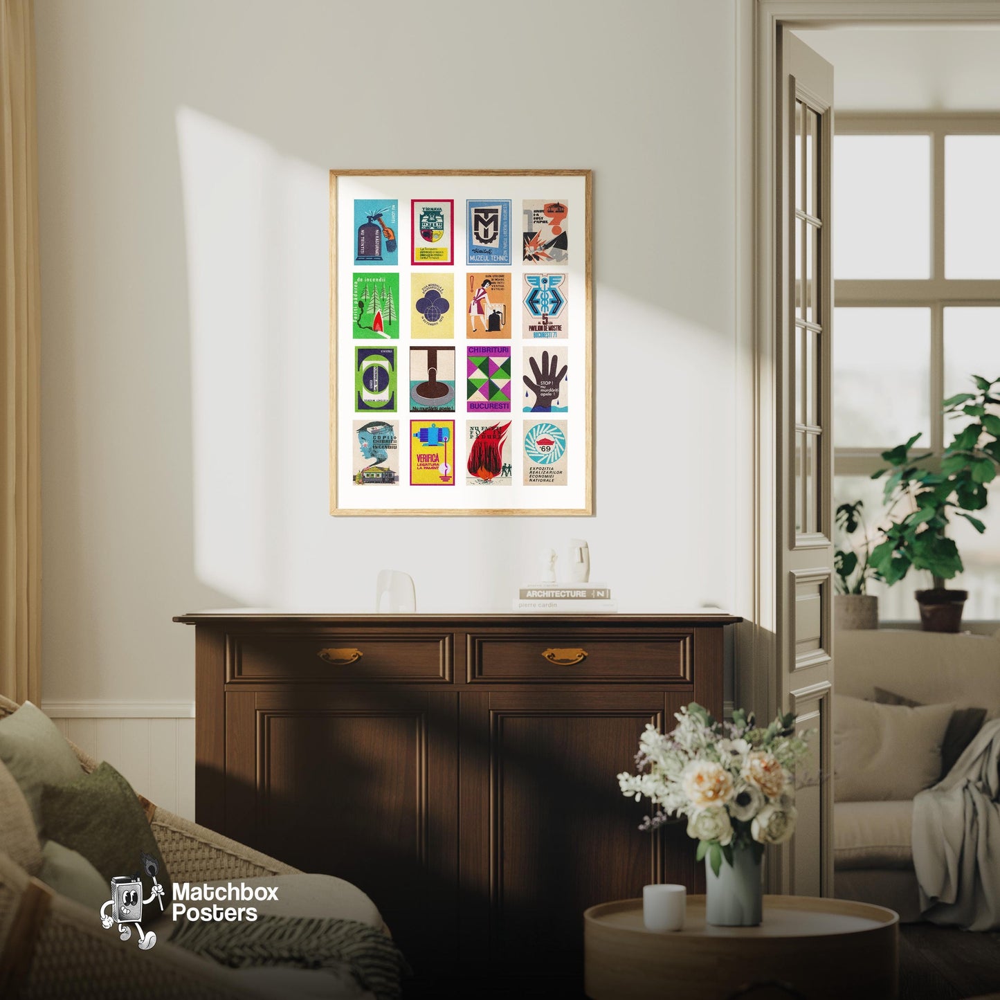 Romanians Collage - vintage matchbox label print - framed wall art preview