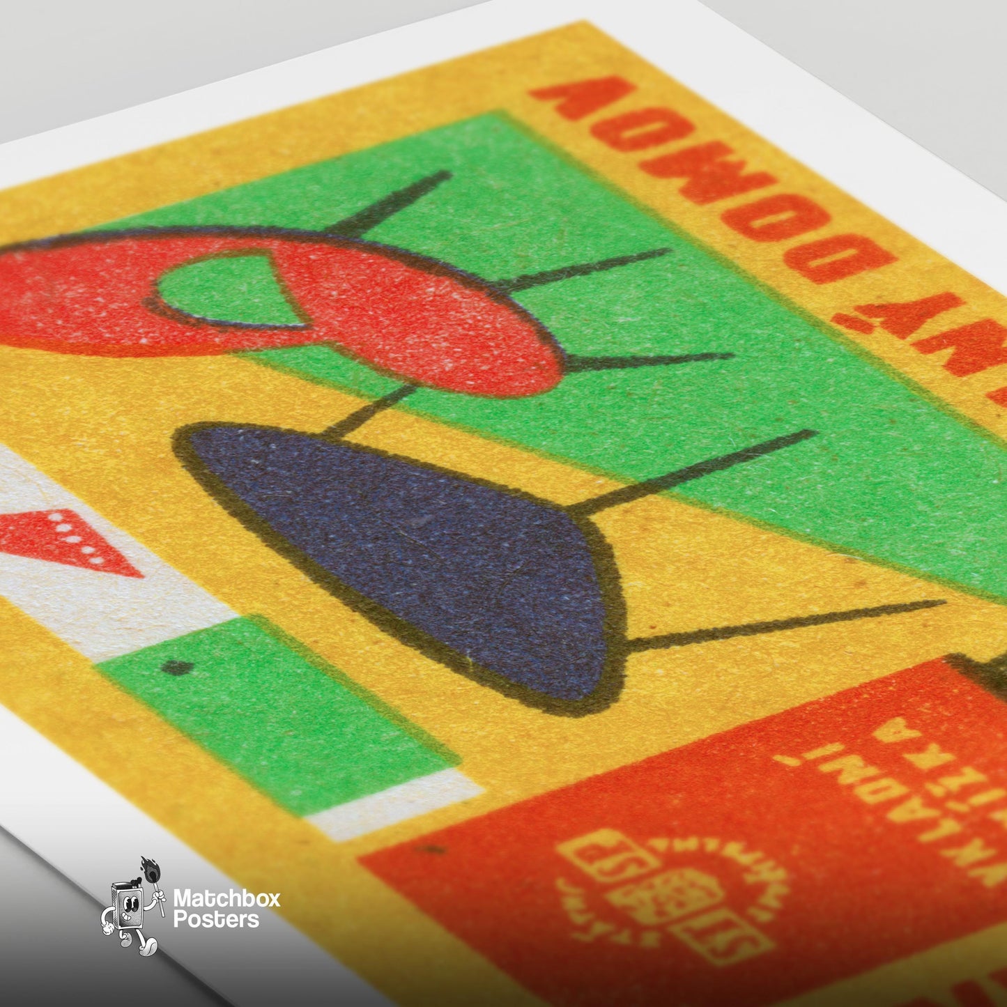 Modern Furniture - vintage matchbox label print - close-up detail