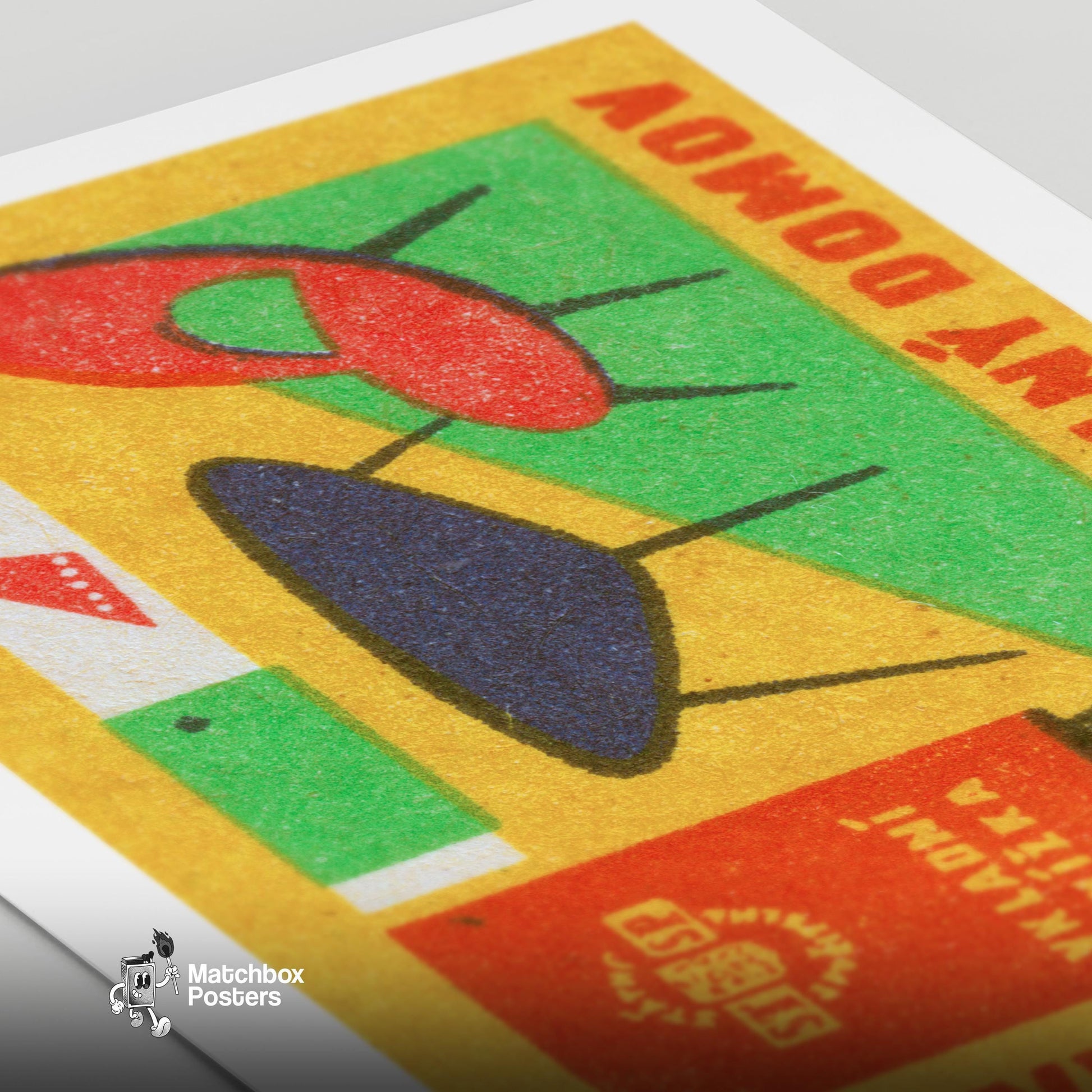 Modern Furniture - vintage matchbox label print - close-up detail