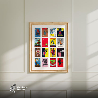Croatian Collage - vintage matchbox label print - living room mockup
