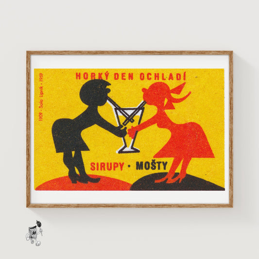Silhouettes Of A Man - vintage matchbox label print
