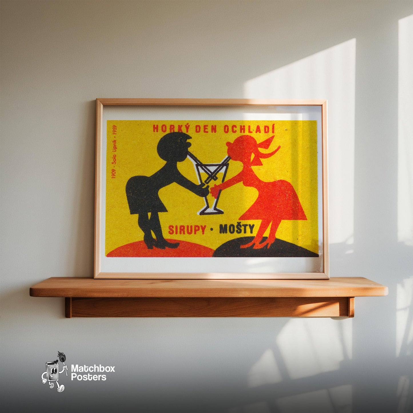 Silhouettes Of A Man - vintage matchbox label print - size comparison