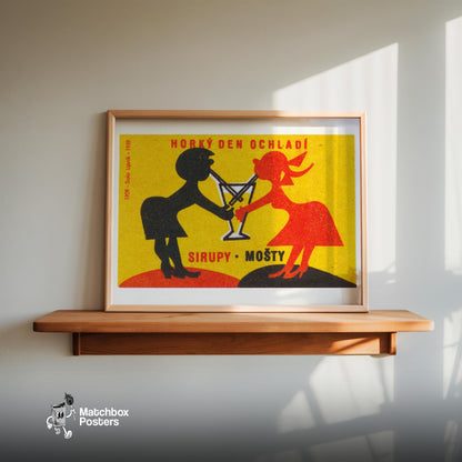 Silhouettes Of A Man - vintage matchbox label print - size comparison