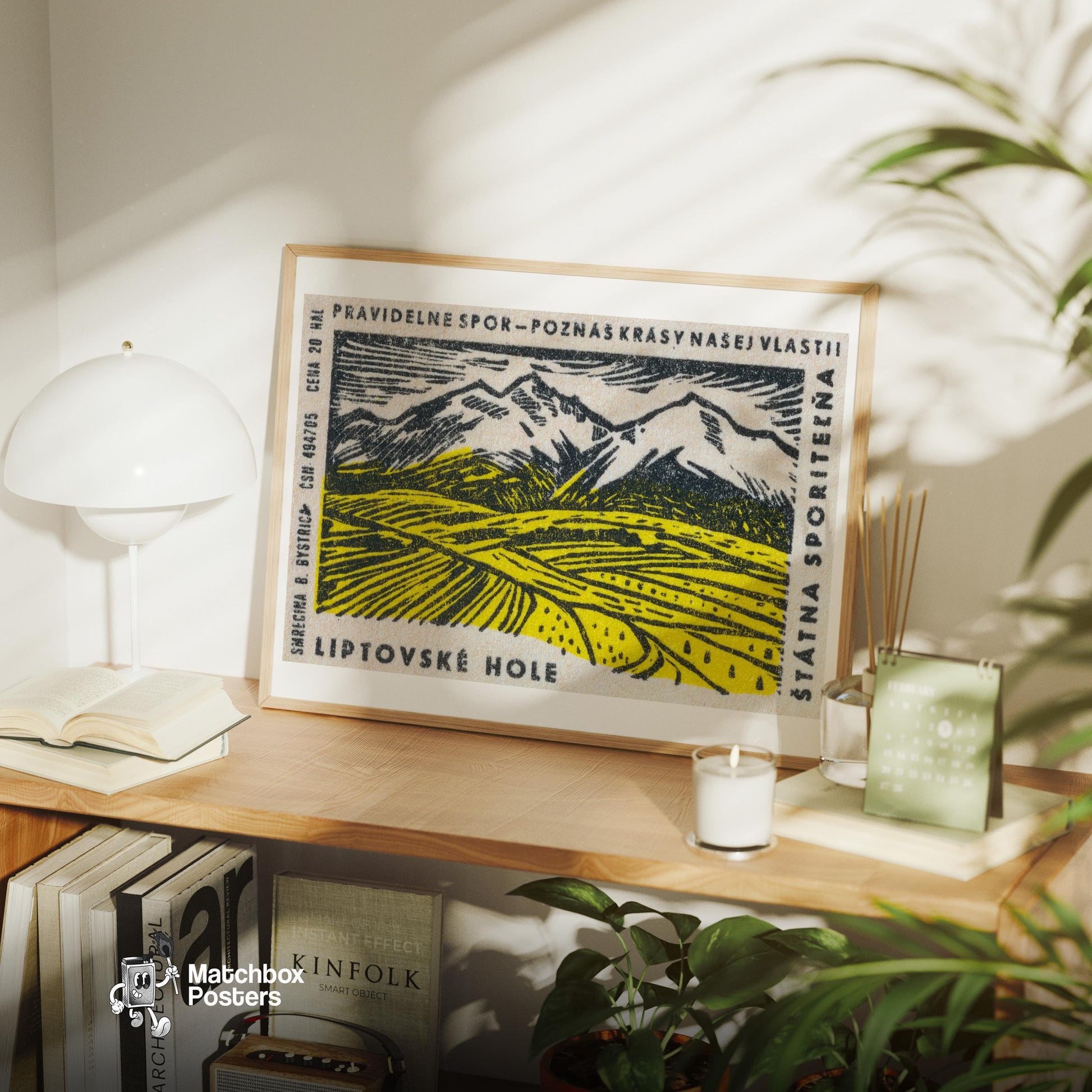 Mountain Range - vintage matchbox label print - office wall
