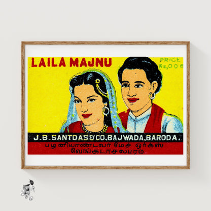 Illustration Of A Man - vintage matchbox label print