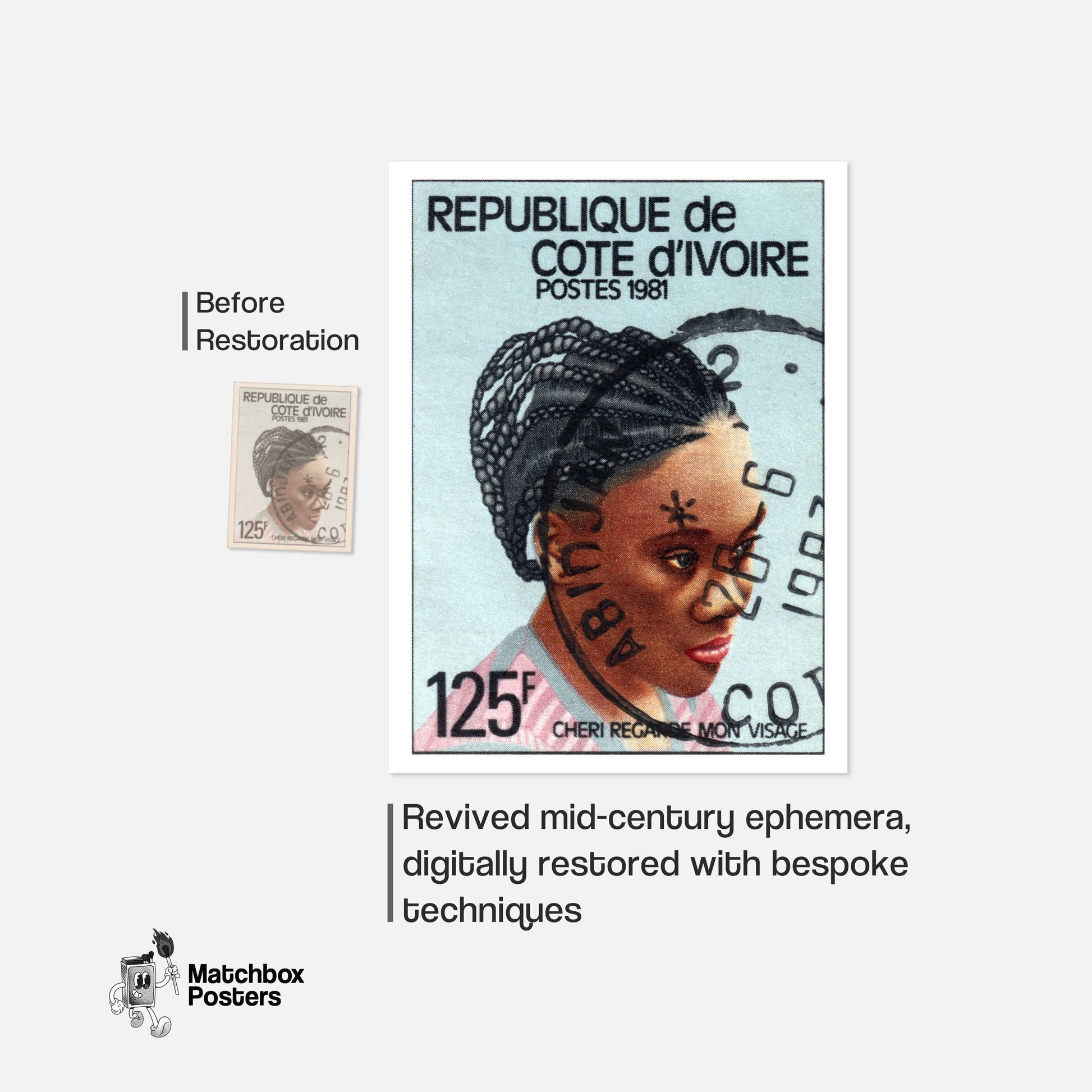 Traditional Hairstyle - vintage matchbox label print - framed wall art preview