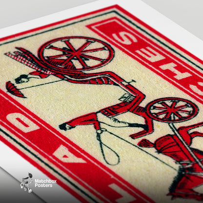 Horse and Carriage - vintage matchbox label print - close-up detail