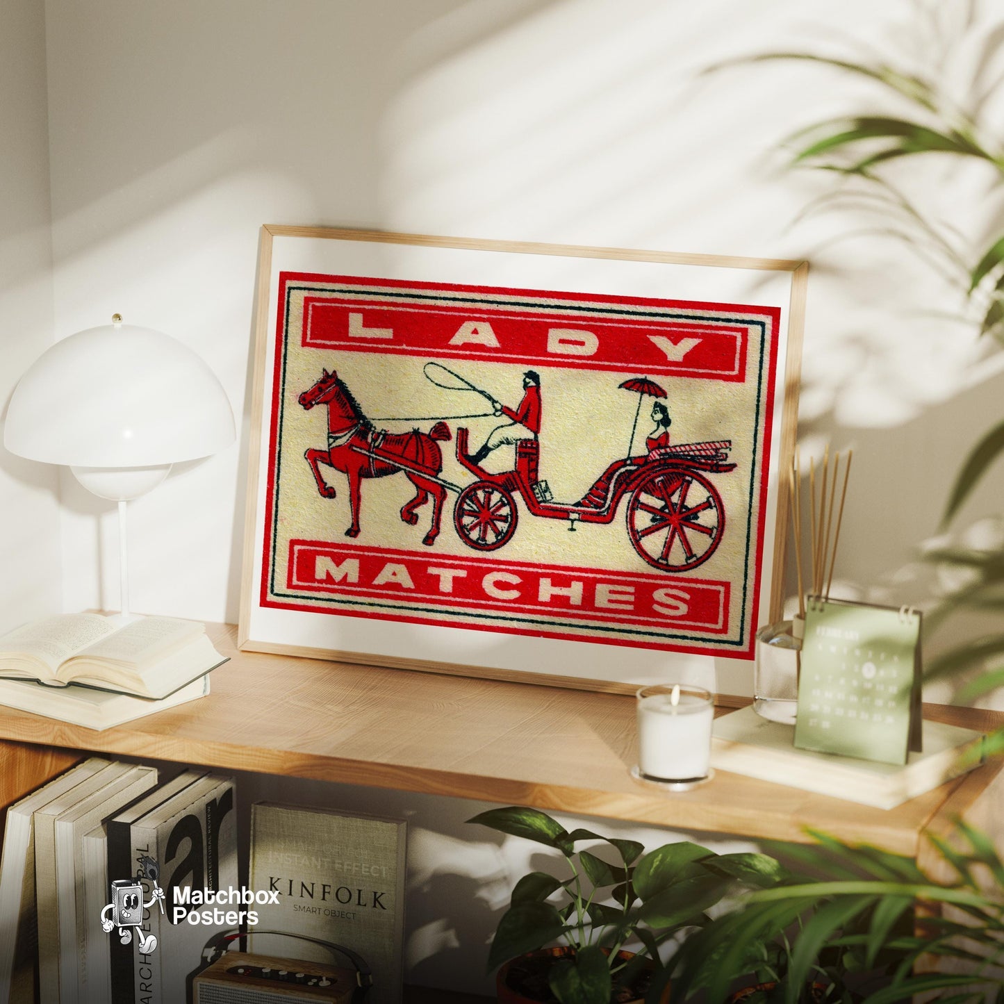 Horse and Carriage - vintage matchbox label print - office wall
