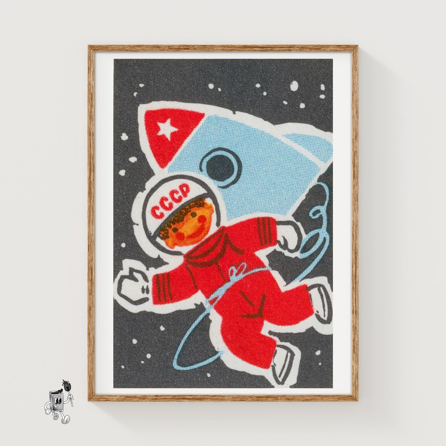 Soviet Child Astronaut - vintage matchbox label print