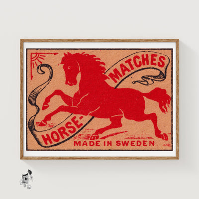 Red Horse Folk Art Print