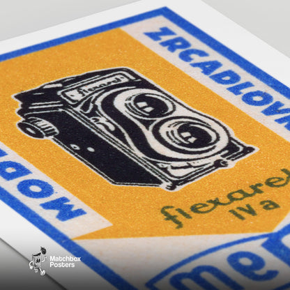 Vintage Camera - vintage matchbox label print - close-up detail