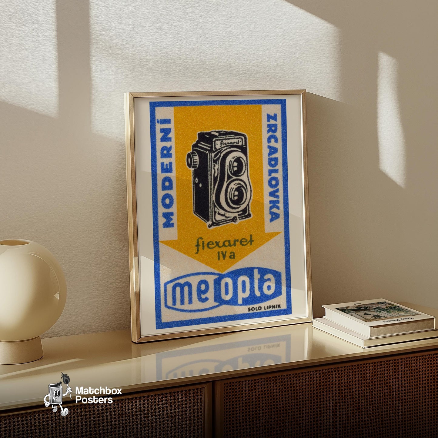 Vintage Camera - vintage matchbox label print - size comparison