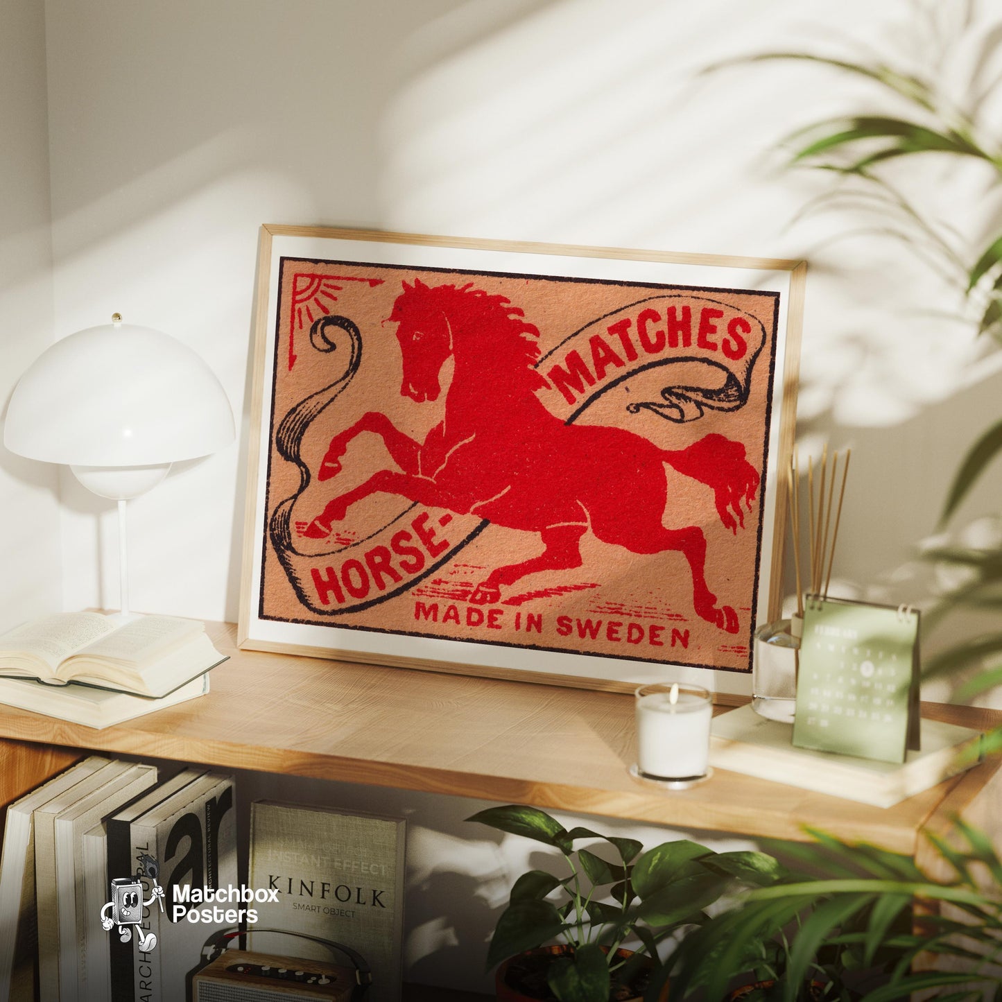 Red Horse - vintage matchbox label print - office wall
