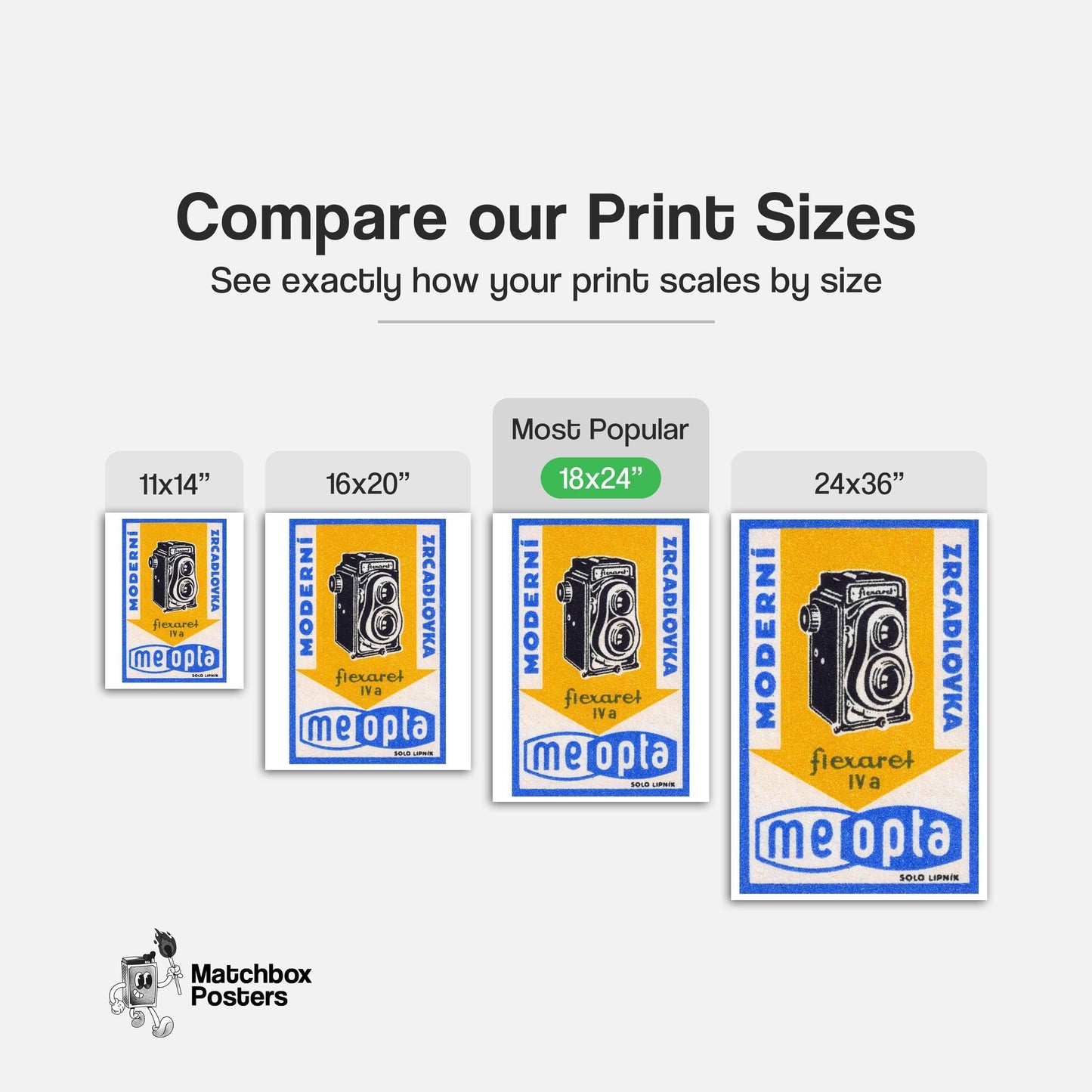 Vintage Camera - vintage matchbox label print - gallery wall preview
