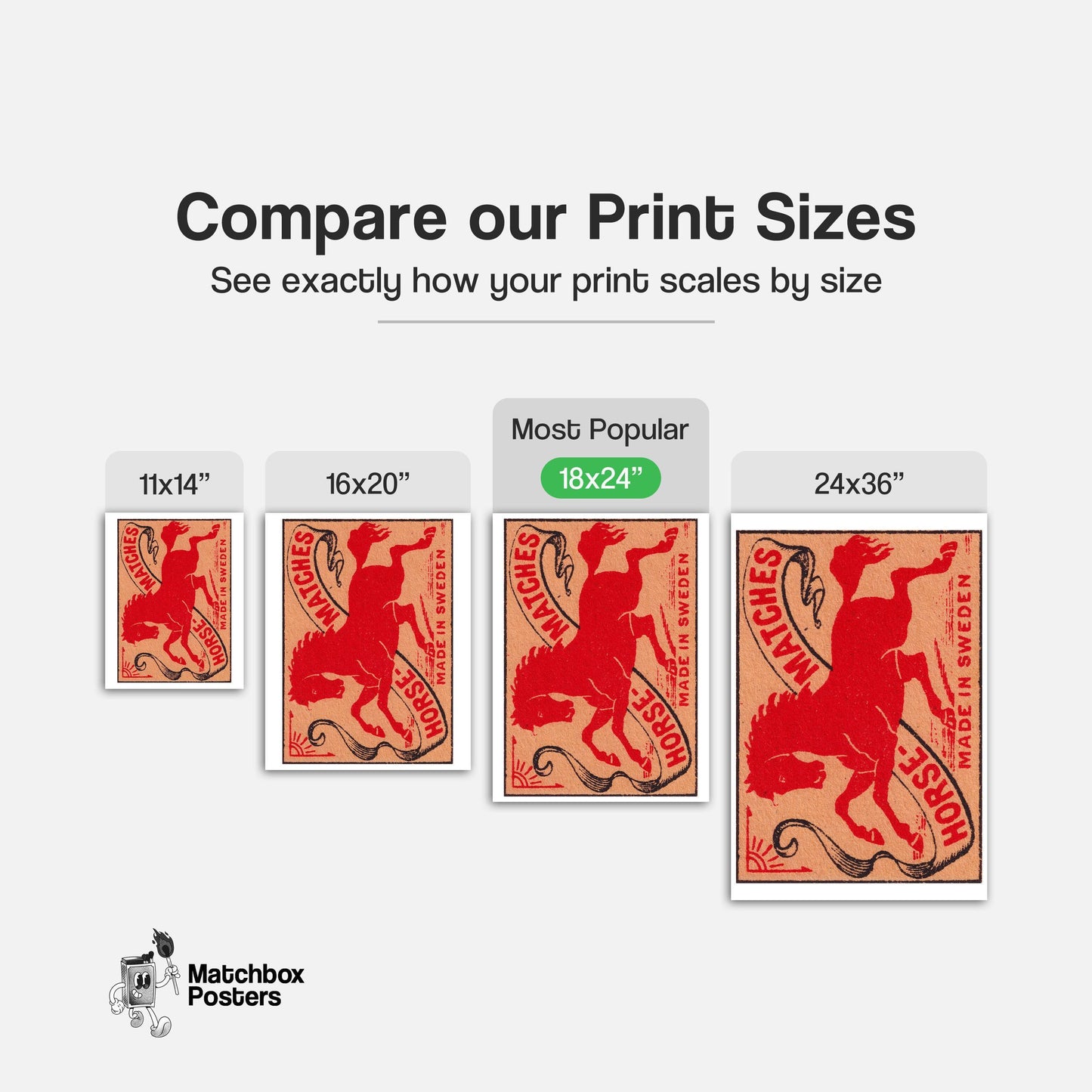 Red Horse - vintage matchbox label print - gallery wall preview
