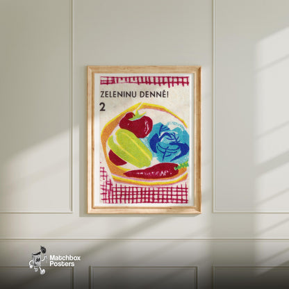 Vegetable Bowl - vintage matchbox label print - bedroom mockup